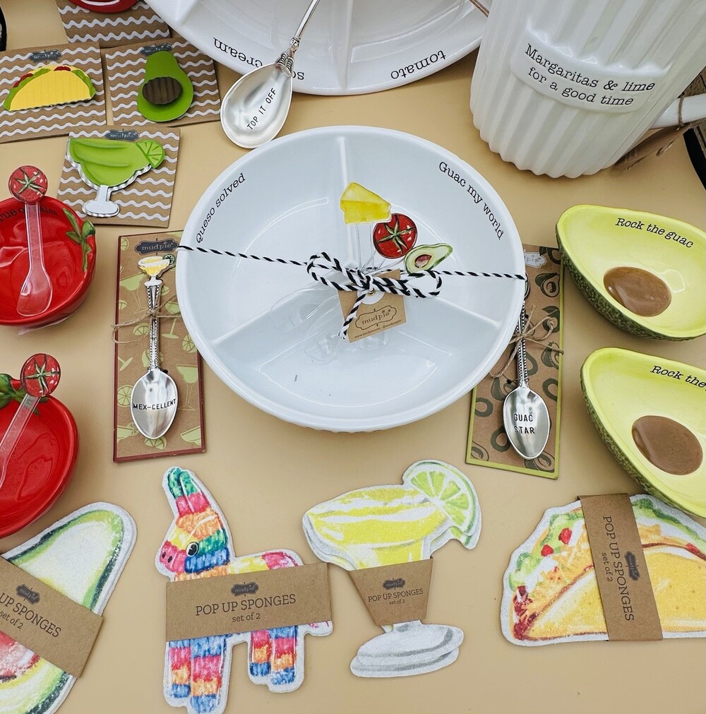 NWT Mud Pie Fiesta Mega Party Pack Platter, Pitcher, Bowls, Clips, Sponges 15pc